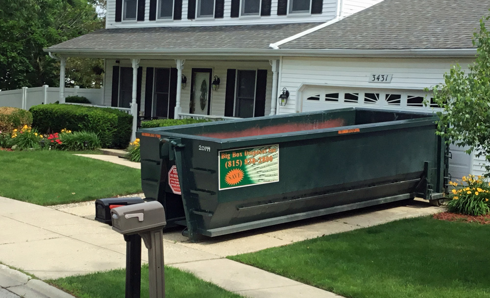 residential dumpster rental at a job site