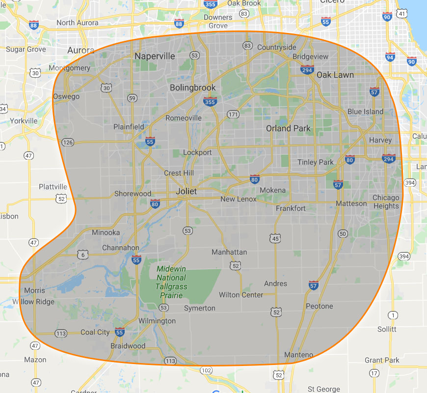 Southwest Suburbs Of Chicago Map Service Area | We Serve Southwest Suburbs of Chicago